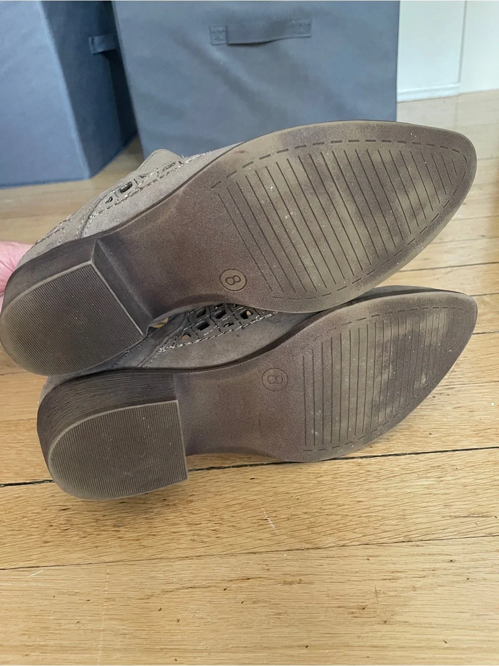 Women's Taupe Faux-Suede Cutout Slip-On Booties